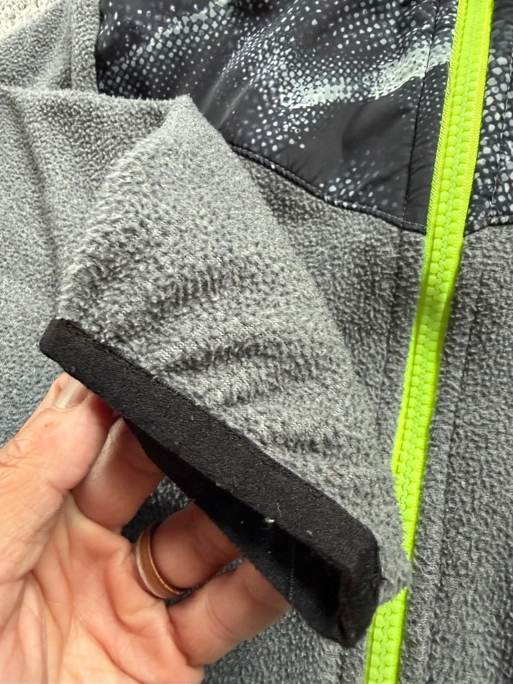 Nike Kids Gray Fleece Hoodie Jacket with Neon Accents
